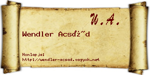 Wendler Acsád névjegykártya